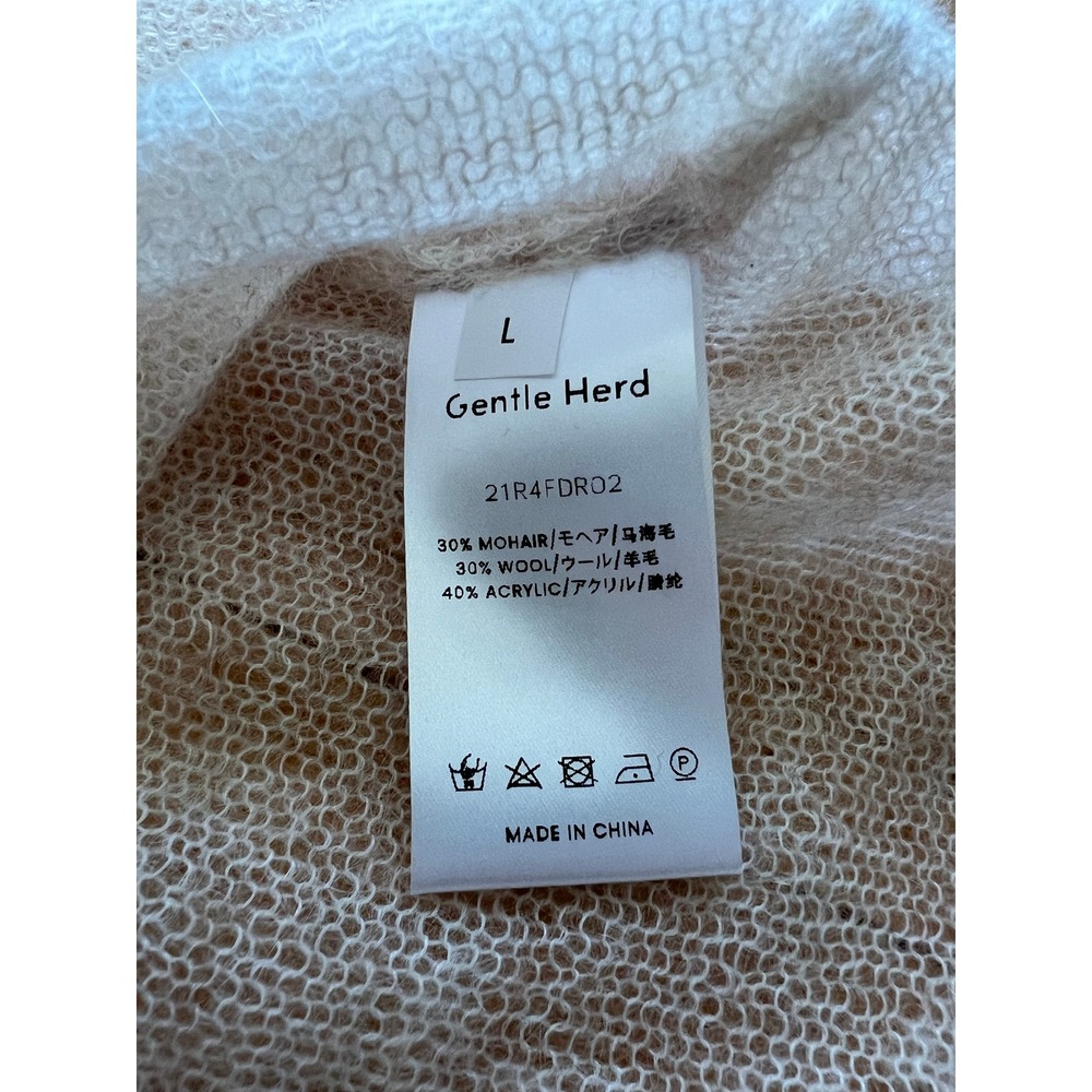 NEW Gentle Herd Sheer Overlay Mohair Wool Long Sleeve A Line Knit Midi Dress L - Picture 4 of 9